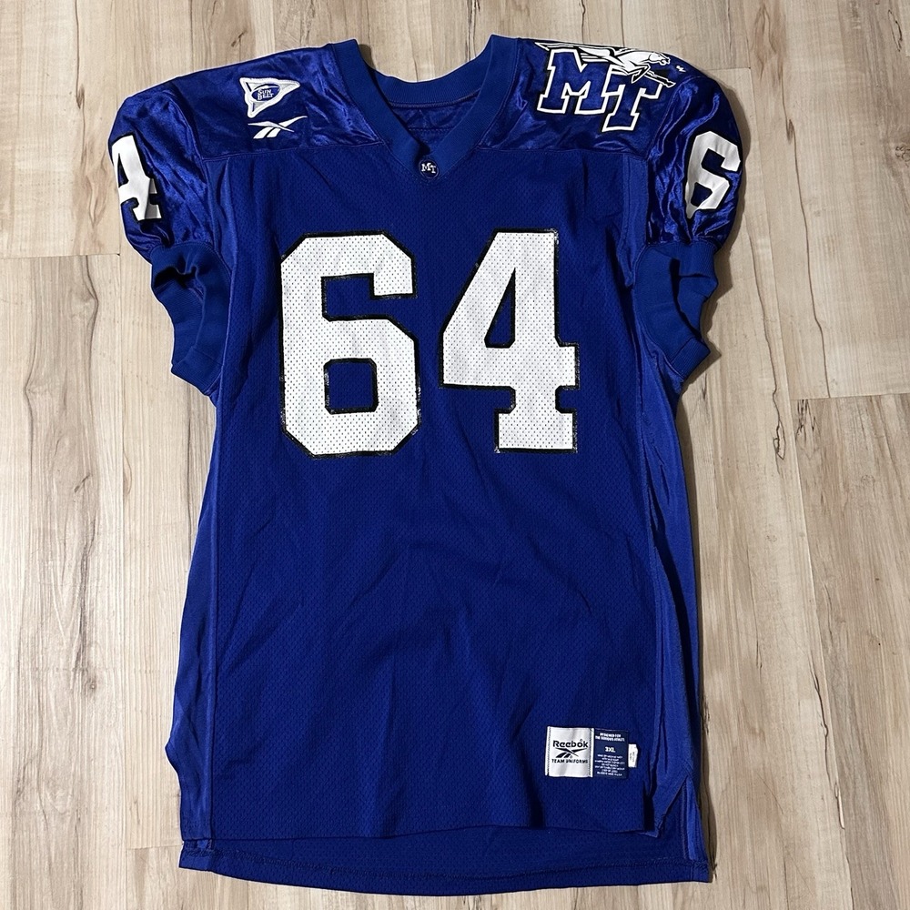 Middle Tennessee State Reebok Blue Used Football Jersey Sz 3XL #64 Webster